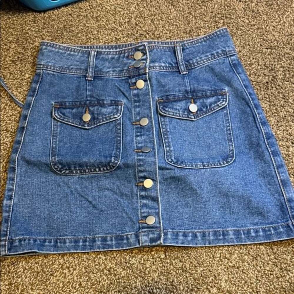 Pink Lily Blue Denim Mini Skirt
